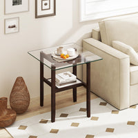 Tangkula Table d'appoint carrée en verre de 61 cm pour salon