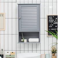 Tangkula Medicine Cabinet, Wall Mounted Bathroom Cabinet Single Door Wooden