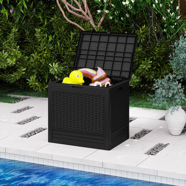 Tangkula 25 Gallon Waterproof Outdoor Storage Box with Lockable Lid