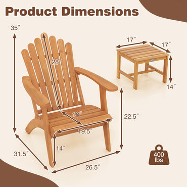 Tangkula Adirondack Chair Set of 2 with Side Table