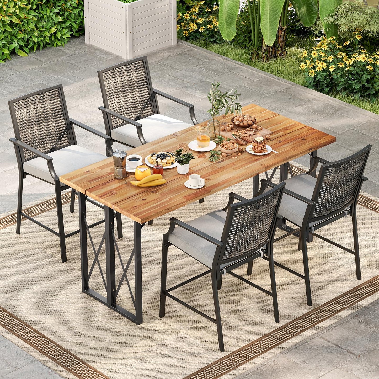 Tangkula Patio Bar Stools（w/Armrest）