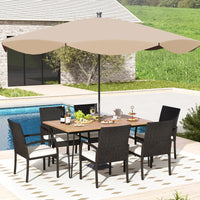 Tangkula Ensemble de salle à manger de patio 7 pièces avec table à manger en bois d'acacia