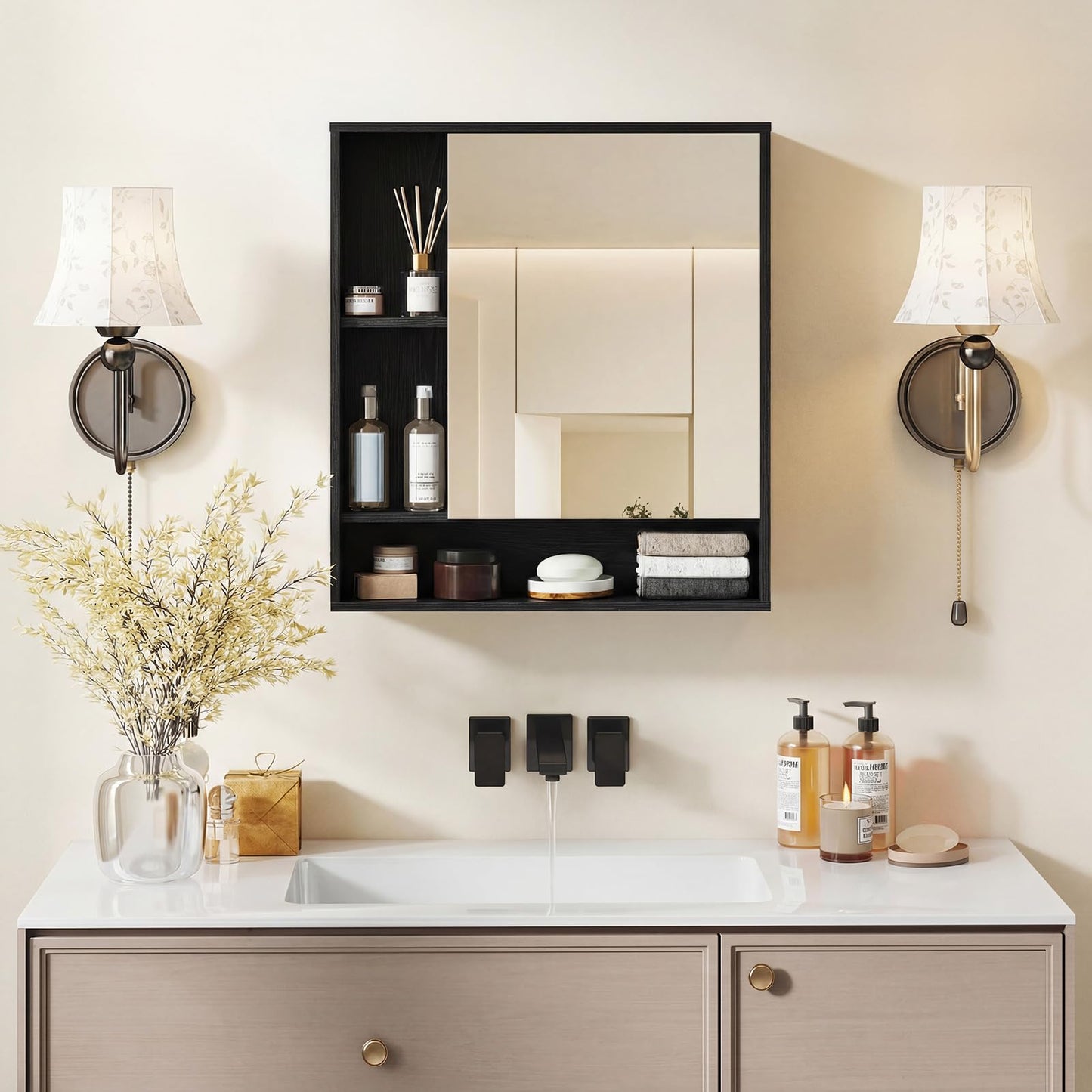 Tangkula Bathroom Cabinet with Mirror for Living Room