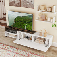Tangkula White TV Stand with 2 Wall Shelves for Living Room
