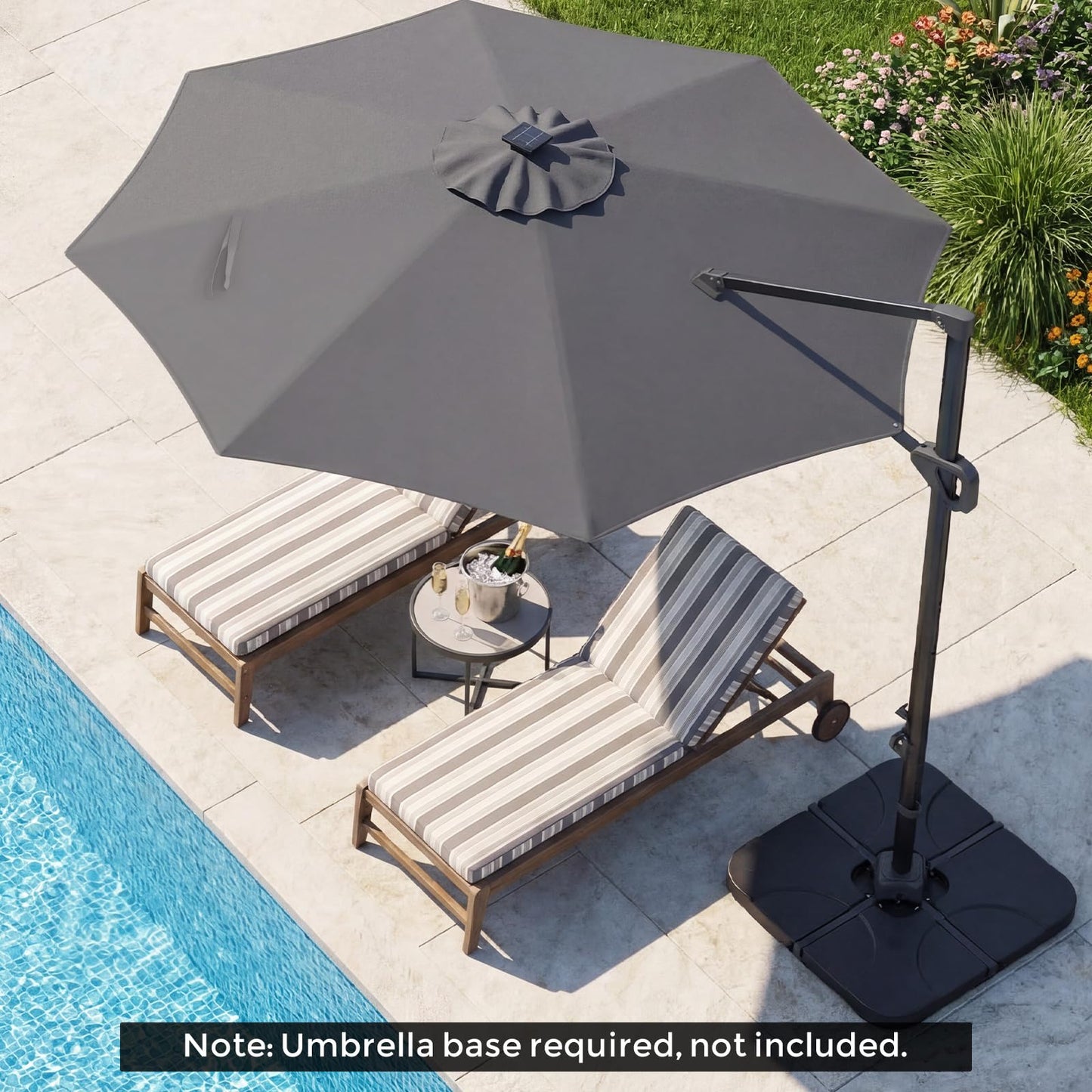 Tangkula 10ft Patio Umbrella | Offset Cantilever Square Outdoor Umbrella with 35 LED Lights