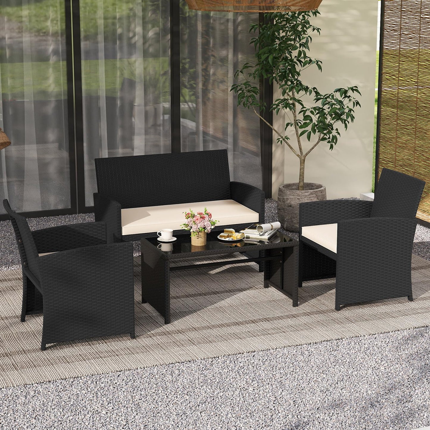 Tangkula Patio Wicker Furniture Set for Backyard