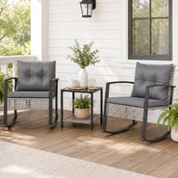 Tangkula 3-Piece Outdoor Rocking Chair Set for Garden