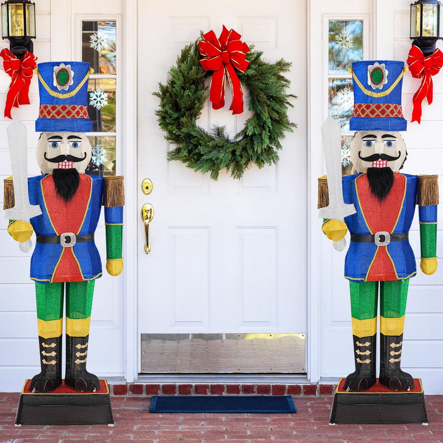 Tangkula 6 FT Christmas Lighted 2 Nutcrackers with Sword