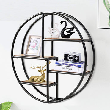 Tangkula Round Wall Shelf, Wall-Mounted Circular Shelf
