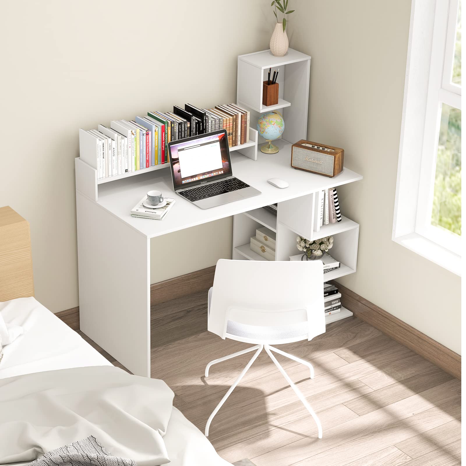 Computer Desk with Storage Bookshelf & Hutch - Tangkula