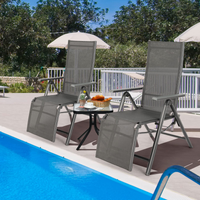 Chaise longue pliante d'extérieur Tangkula, fauteuil inclinable de patio avec 7 positions de dossier et de repose-pieds réglables