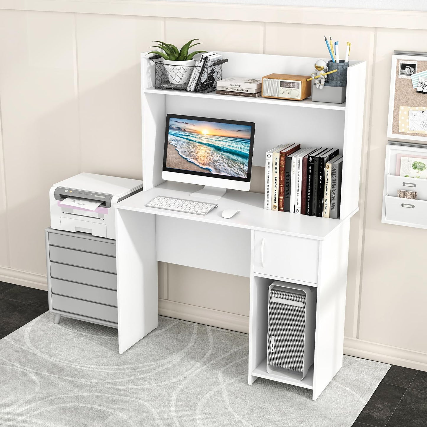 Bureau d'ordinateur Tangkula avec étagère pour chambre à coucher
