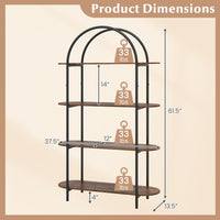 Tangkula 4 Tier Arched Bookshelf 61.5” Industrial Modern Freestanding Storage Rack (1 Pack/2 Pack)