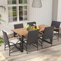 Tangkula Ensemble de salle à manger en rotin pour terrasse, 5/7 pièces, chaises en osier d'extérieur et table à manger