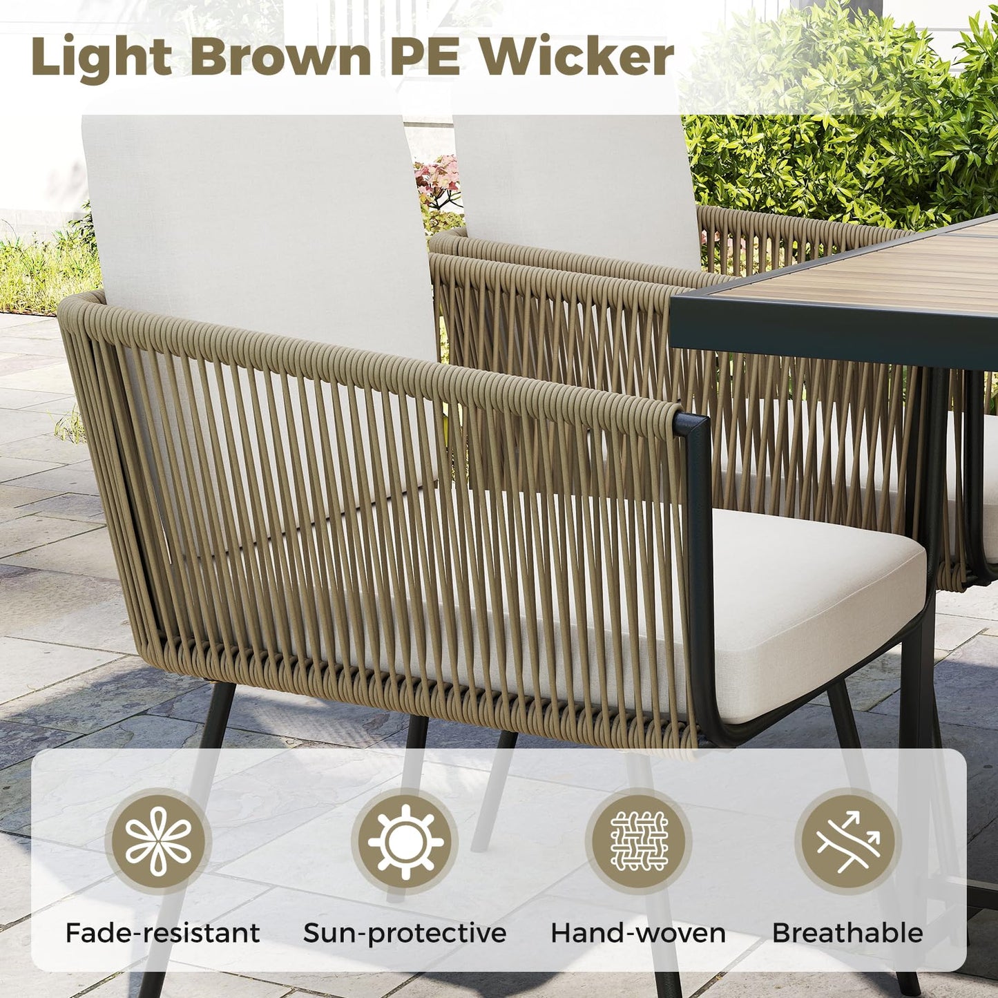 Tangkula 5 Pieces Patio Dining Set Outdoor Rectangular Table and Chairs