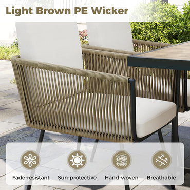 Tangkula 5 Pieces Patio Dining Set Outdoor Rectangular Table and Chairs