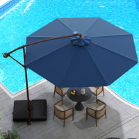 Tangkula 10FT Hanging Offset Umbrella with 32 LED Lights