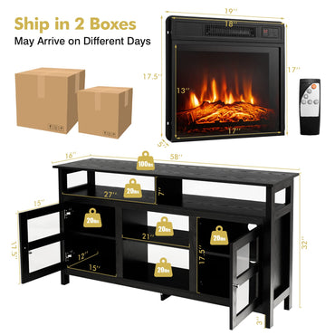 Tangkula Fireplace TV Stand with 18 Inches 1400W 5,000 BTU Electric Fireplace