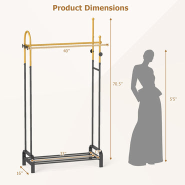 Tangkula Heavy Duty Clothes Rack with Double Hanging Rods