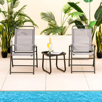 Tangkula Patio Folding Dining Chairs Set of 2, Space-Saving Outdoor Sling Chairs with Armrest & Backrest