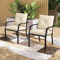Tangkula Metal Outdoor Dining Chair Set of 2