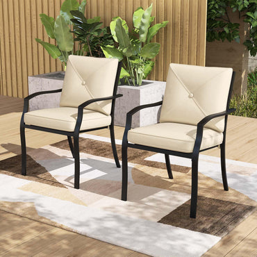 Tangkula Metal Outdoor Dining Chair Set of 2