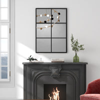 Tangkula Window Mirror 3-Layered Windowpane Mirror with Metal Frame