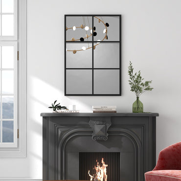 Tangkula Window Mirror 3-Layered Windowpane Mirror with Metal Frame