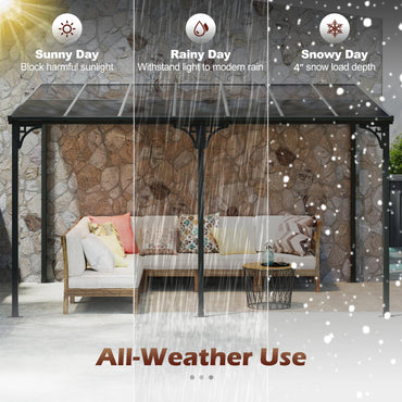Tangkula 10x13 Ft Lean to Wall Mounted Gazebo for Deck Porch Backyard
