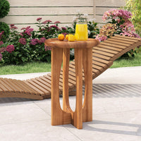 Table d'appoint Tangkula 14" en acajou avec plateau rond et pieds croisés en bois massif