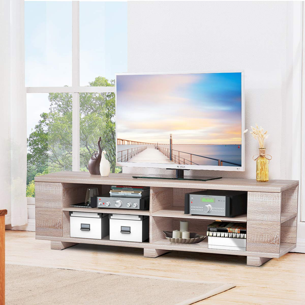 Wood TV Stand for TVs up to 65 Inch - Tangkula