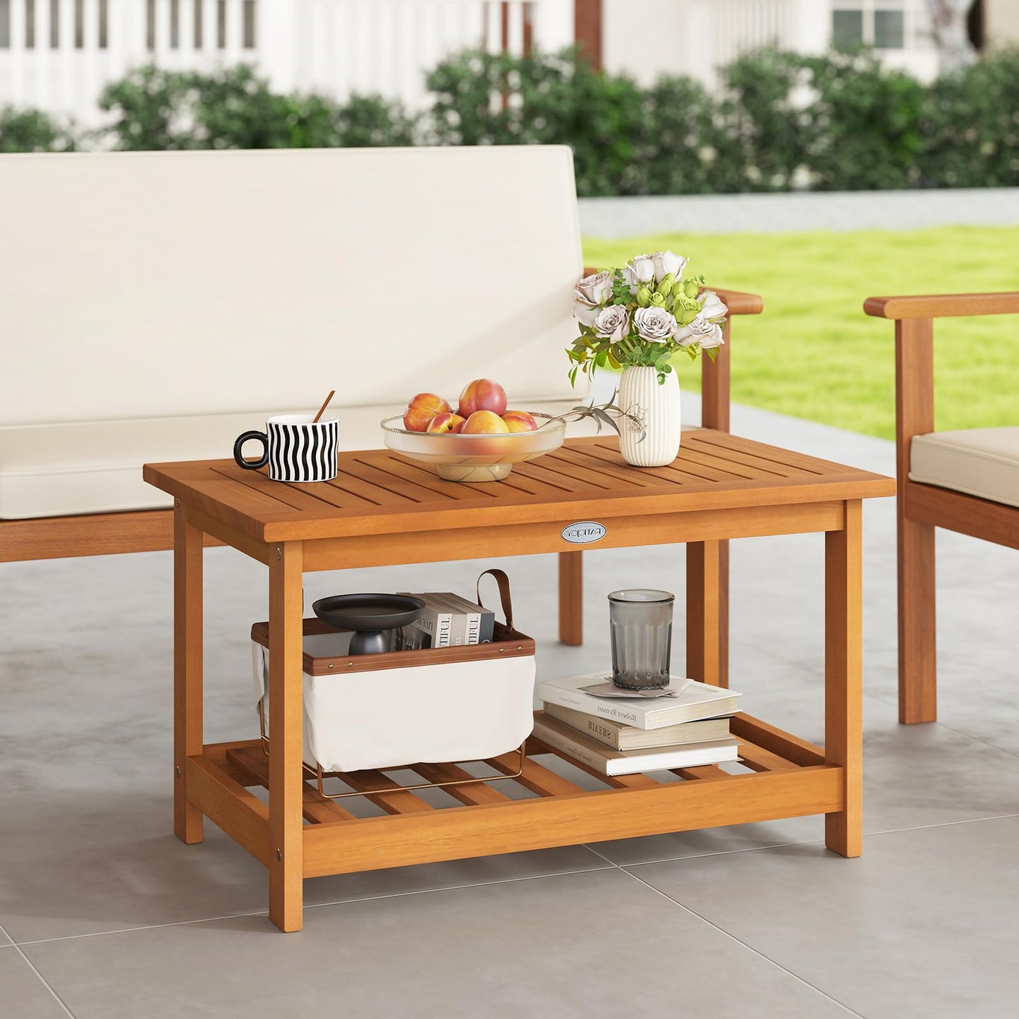Tangkula Table basse d'extérieur en bois d'acacia