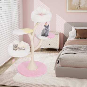 Tangkula 48.5 Inch Cute Cat Tree Multi-Layer Cat Tower with Sisal Covered Scratching Posts