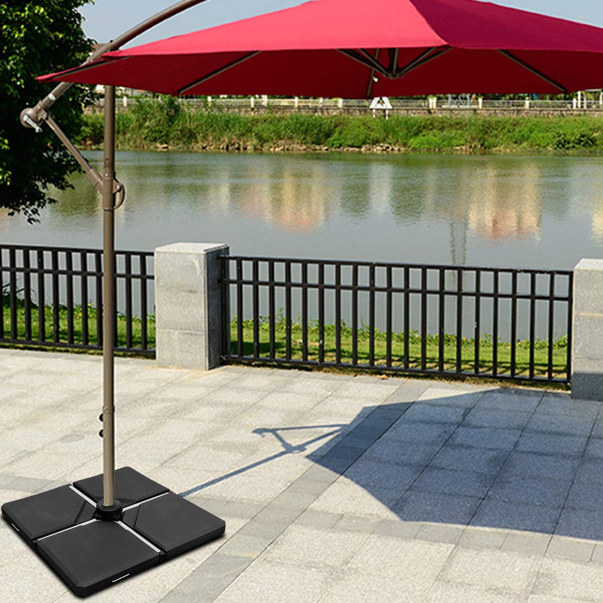 Tangkula 4 pieds de base de parasol déporté en porte-à-faux, 96,5 cm x 96,5 cm