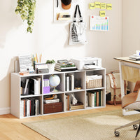 Grande bibliothèque horizontale sur pied Tangkula avec 8 étagères ouvertes et 2 kits anti-basculement