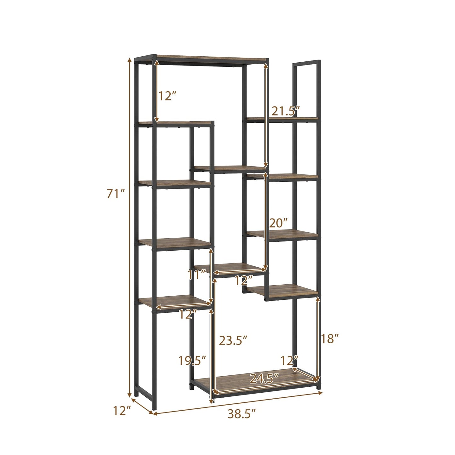 Tangkula 71” Tall Bookshelf with 12 Storage Shelves & Heavy-Duty Metal Frame