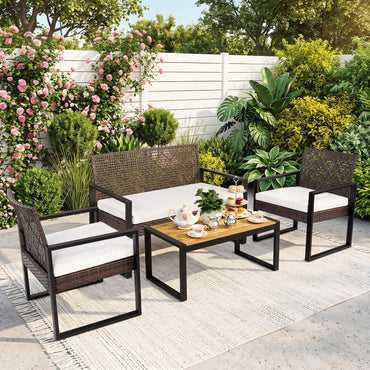 Tangkula 4-Piece Patio Conversation Set w/2 Single Chairs