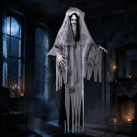 Tangkula 6 FT Animated Halloween Ghost Bride Decoration with Lighted Eyes