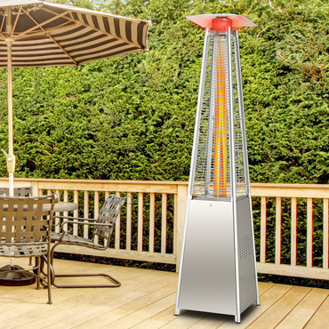 Tangkula 90-inch Outdoor Patio Heater, 42000 BTU Portable Pyramid Propane Heater with Wheels, Quartz Glass Tube