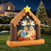 Tangkula 4 FT Christmas Inflatable Nativity Scene with Built-in LED Lights