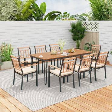 Tangkula 9 Piece Patio Dining Set Outdoor Dining Furniture Set