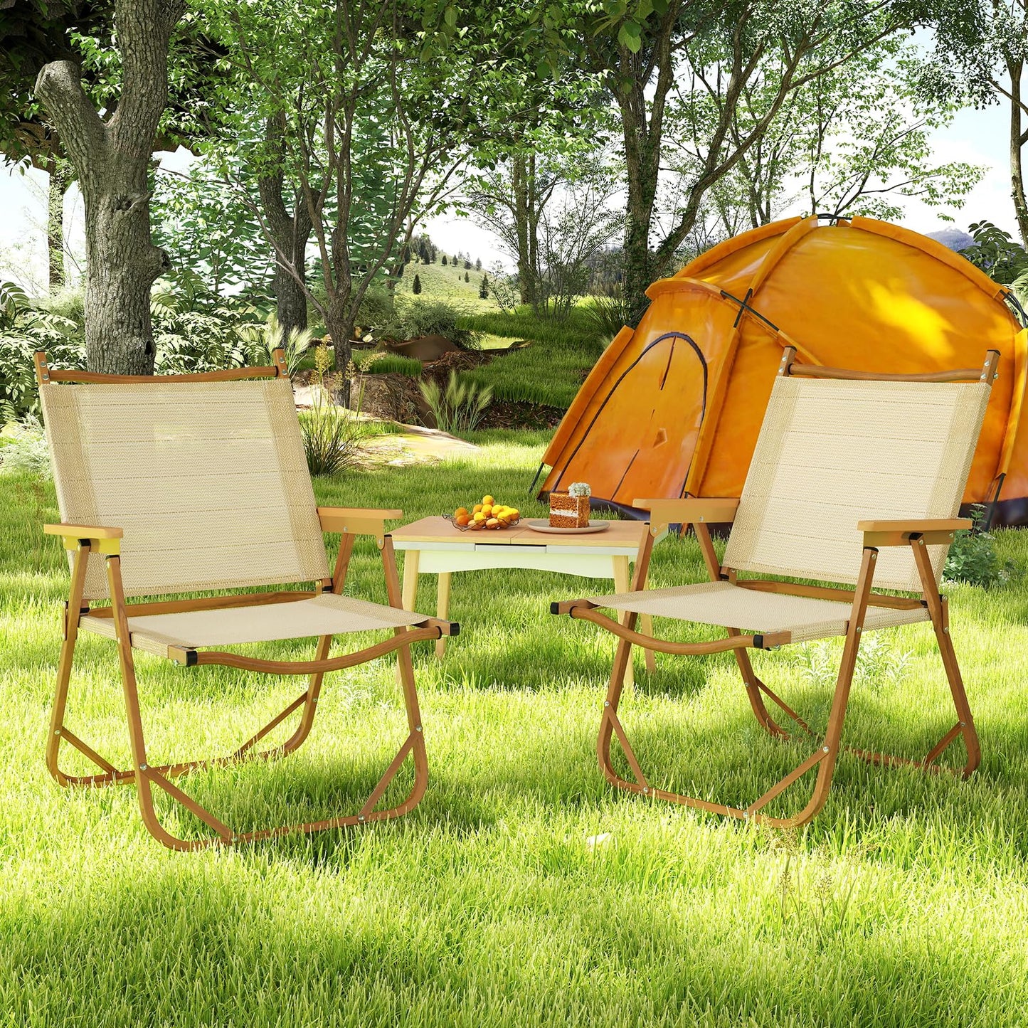 Tangkula Camping Chairs Set of 2 for Fishing Hiking Picnic Camp