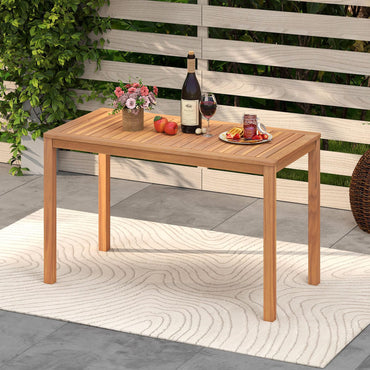 Table à manger d'extérieur en bois d'acacia Tangkula pour 4-6 personnes