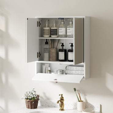 Tangkula Bathroom Cabinet with Double Mirror Doors