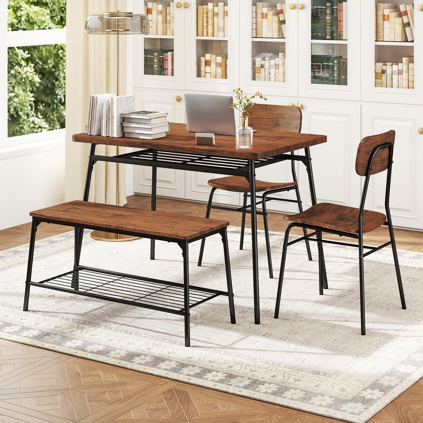 Tangkula Dining Table Set for 4 Square Kitchen Table & Chair Set