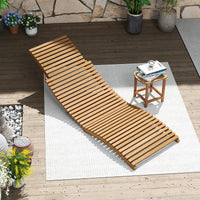 Tangkula Teak Wood Patio Folding Chaise Lounge Chair with Slatted Seat