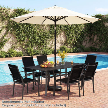 Tangkula Metal Patio Dining Table with Umbrella Hole for Balcony and Backyard
