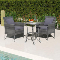 Tangkula 3-Piece Patio Furniture Set w/A Tempered Glass Table & 2 Cushioned Chairs