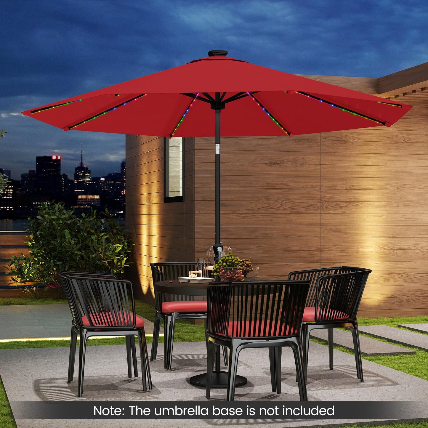 Tangkula 10 FT Solar Patio Umbrella with 96 Multi Colored Flowing LED Lights