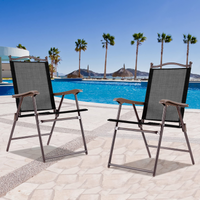 Tangkula Set of 2/4 Patio Folding Dining Chairs